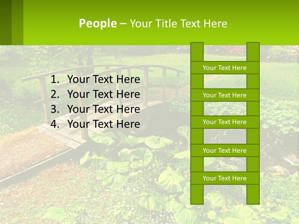 A Wooden Bridge Over A Small Stream In A Park PowerPoint Template