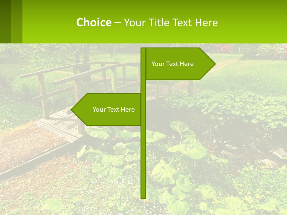 A Wooden Bridge Over A Small Stream In A Park PowerPoint Template