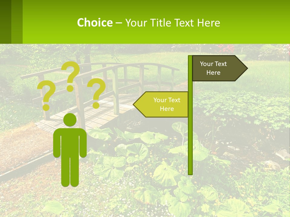 A Wooden Bridge Over A Small Stream In A Park PowerPoint Template