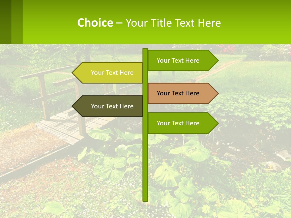 A Wooden Bridge Over A Small Stream In A Park PowerPoint Template