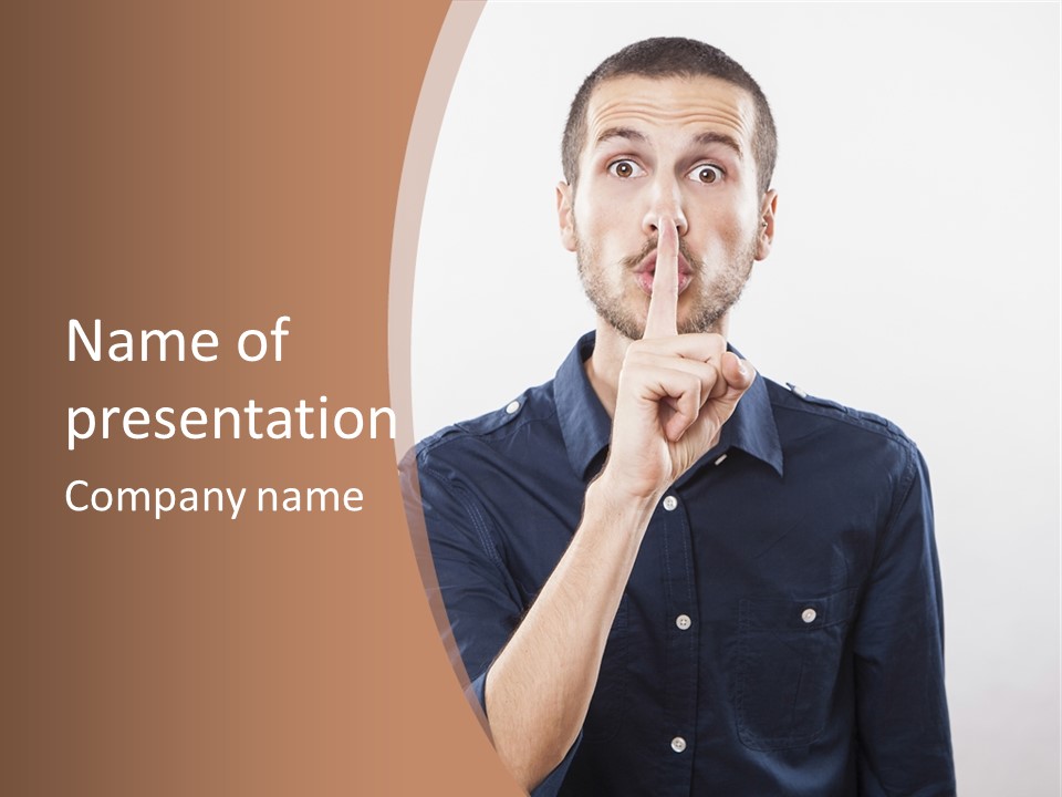 A Man Making A Hush With His Finger PowerPoint Template