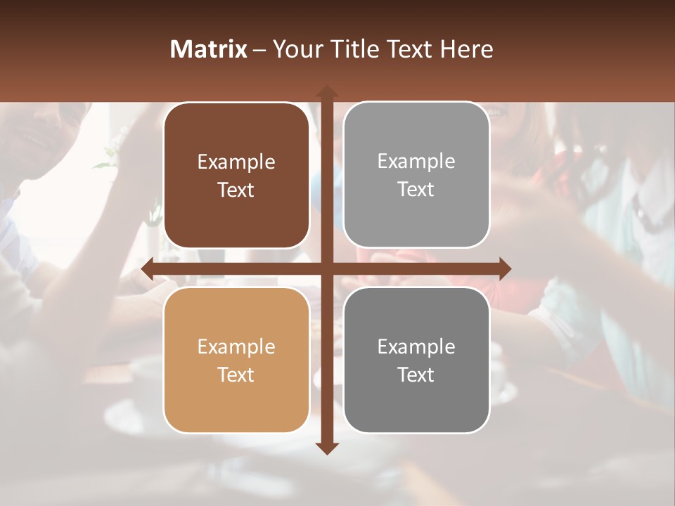 A Group Of People Sitting Around A Wooden Table PowerPoint Template