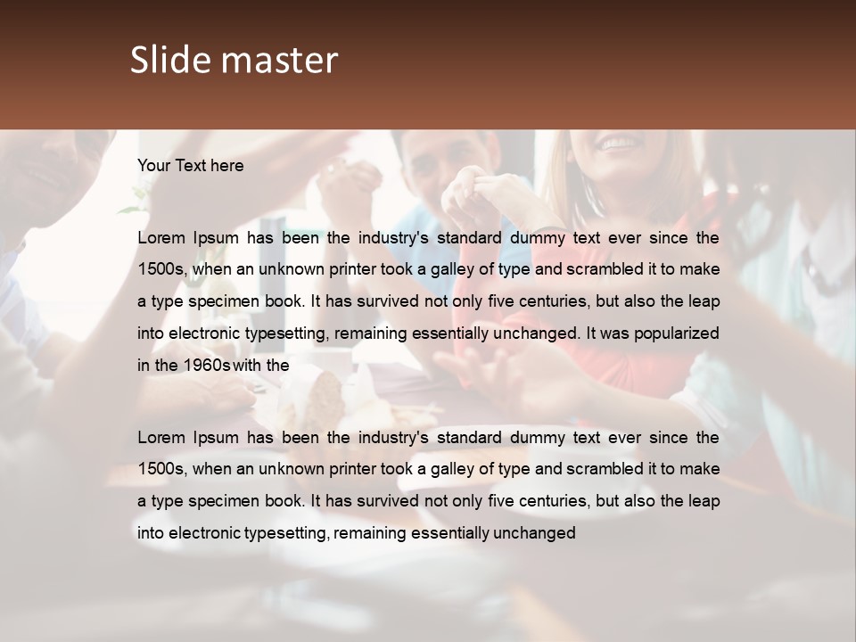 A Group Of People Sitting Around A Wooden Table PowerPoint Template