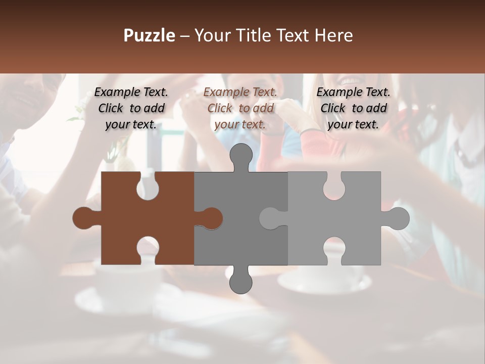 A Group Of People Sitting Around A Wooden Table PowerPoint Template