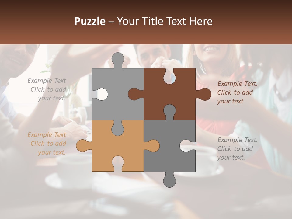 A Group Of People Sitting Around A Wooden Table PowerPoint Template