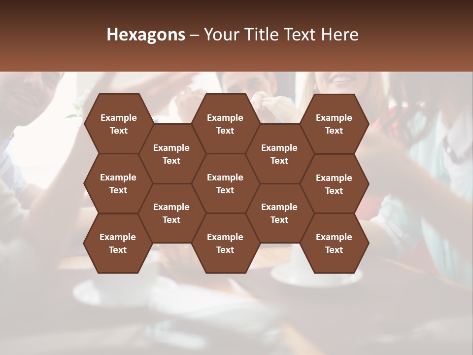 A Group Of People Sitting Around A Wooden Table PowerPoint Template