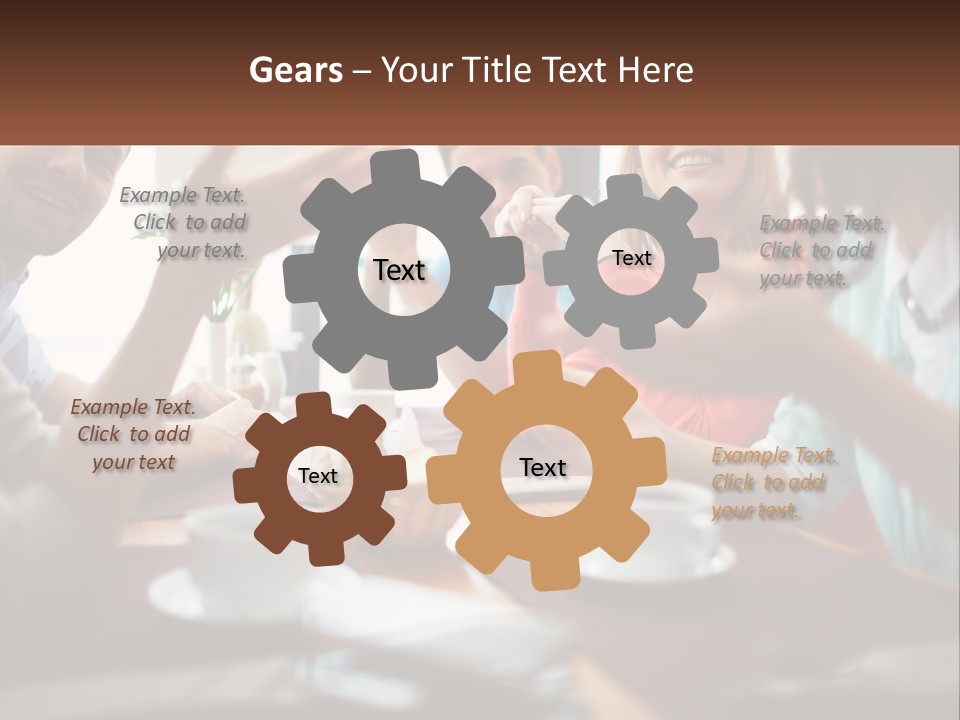 A Group Of People Sitting Around A Wooden Table PowerPoint Template