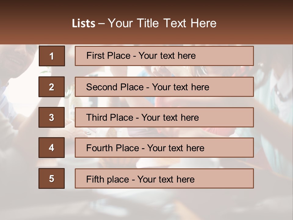 A Group Of People Sitting Around A Wooden Table PowerPoint Template