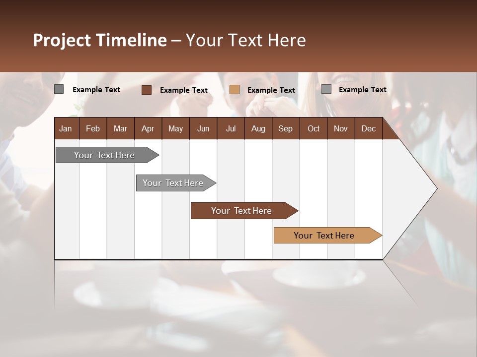 A Group Of People Sitting Around A Wooden Table PowerPoint Template