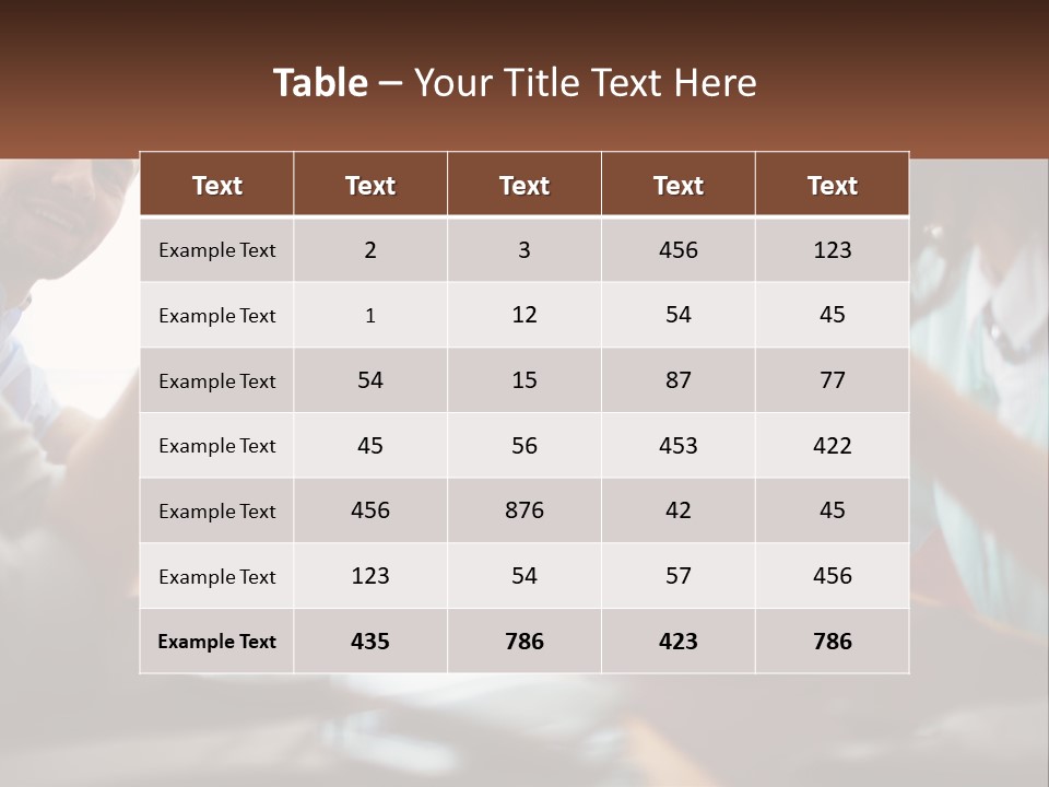 A Group Of People Sitting Around A Wooden Table PowerPoint Template