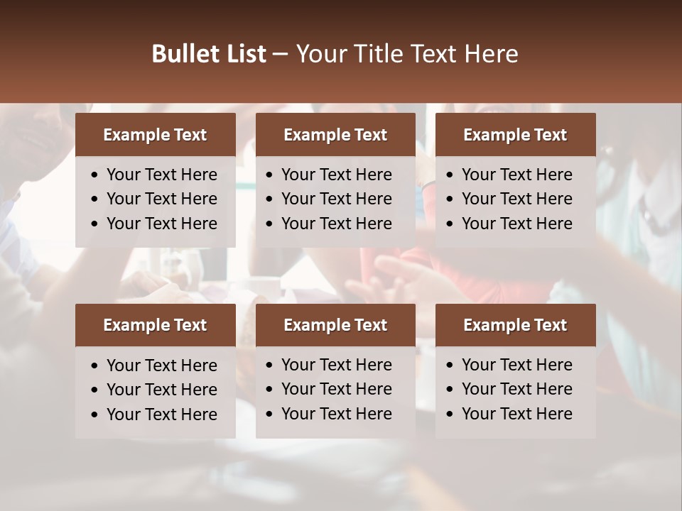 A Group Of People Sitting Around A Wooden Table PowerPoint Template