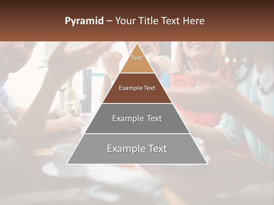 A Group Of People Sitting Around A Wooden Table PowerPoint Template