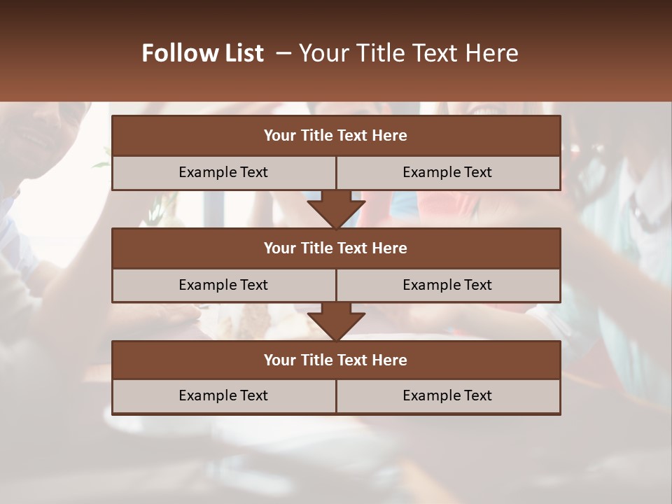 A Group Of People Sitting Around A Wooden Table PowerPoint Template