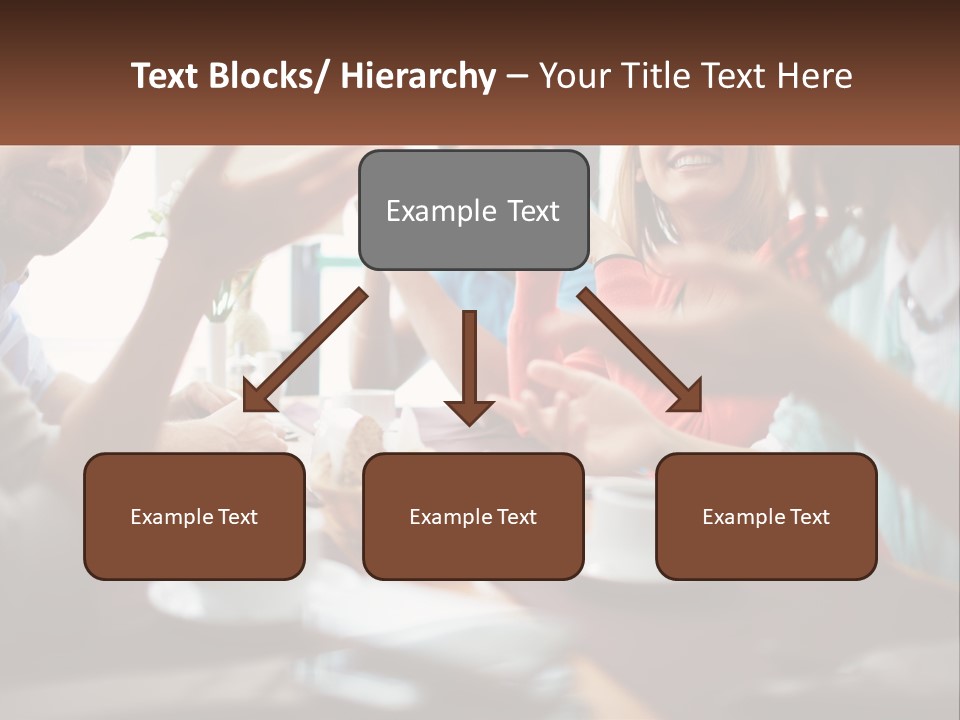 A Group Of People Sitting Around A Wooden Table PowerPoint Template