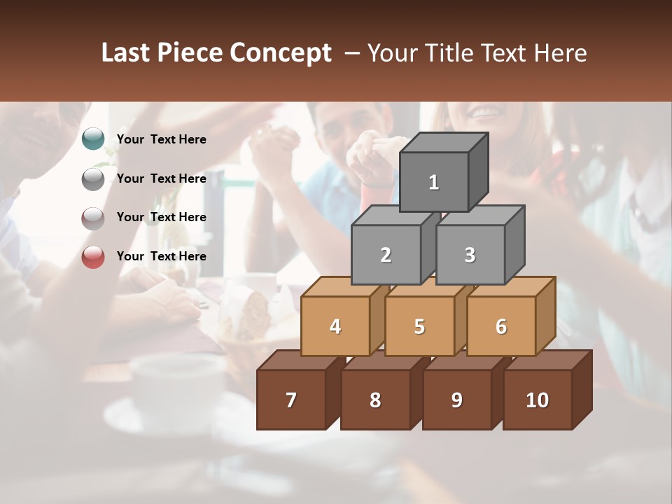 A Group Of People Sitting Around A Wooden Table PowerPoint Template