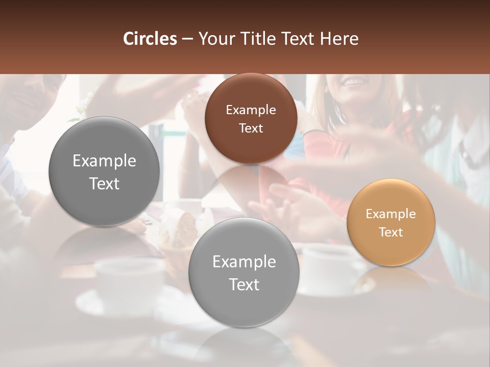 A Group Of People Sitting Around A Wooden Table PowerPoint Template