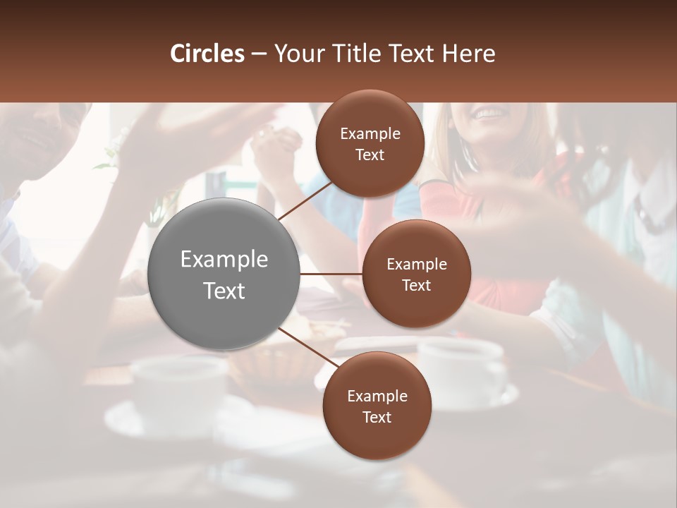 A Group Of People Sitting Around A Wooden Table PowerPoint Template