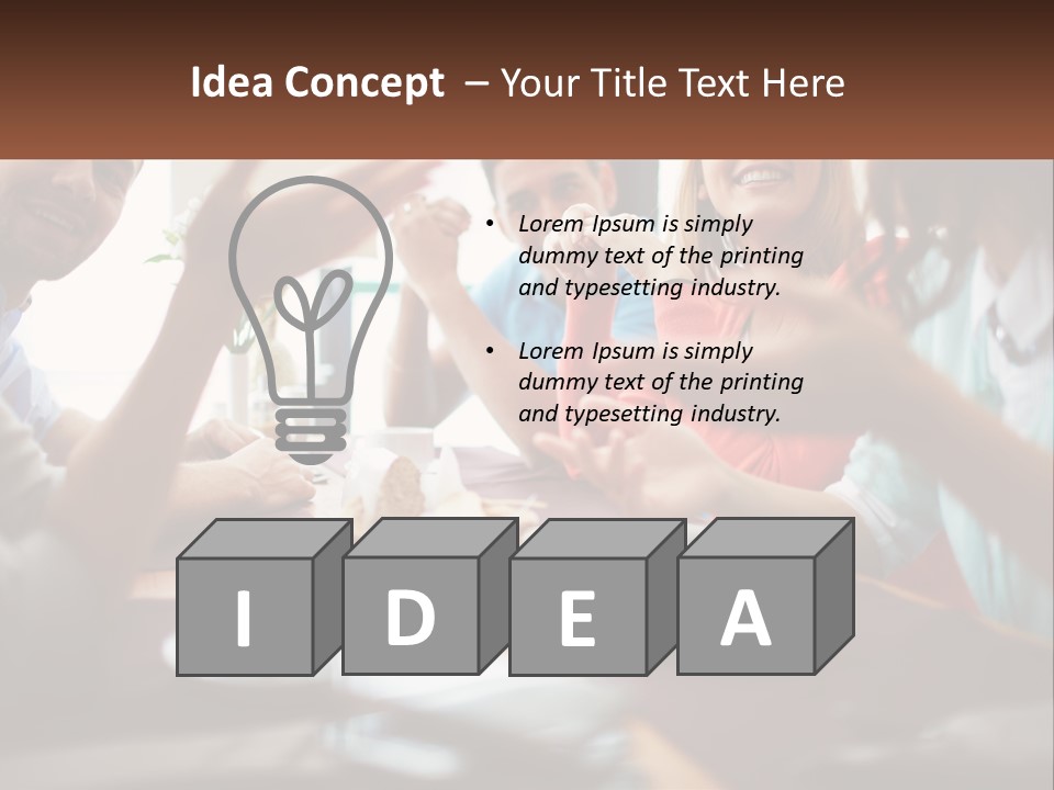 A Group Of People Sitting Around A Wooden Table PowerPoint Template