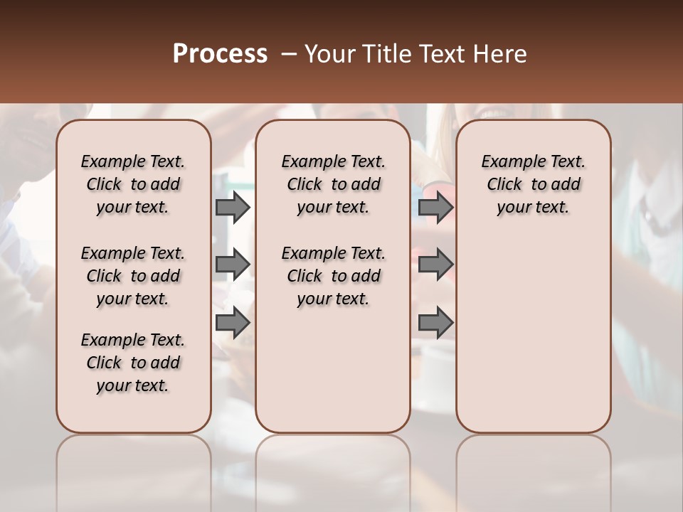 A Group Of People Sitting Around A Wooden Table PowerPoint Template