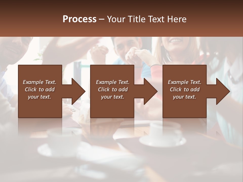 A Group Of People Sitting Around A Wooden Table PowerPoint Template