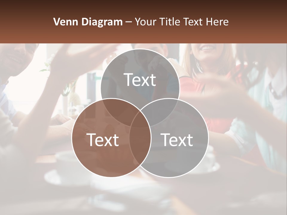 A Group Of People Sitting Around A Wooden Table PowerPoint Template