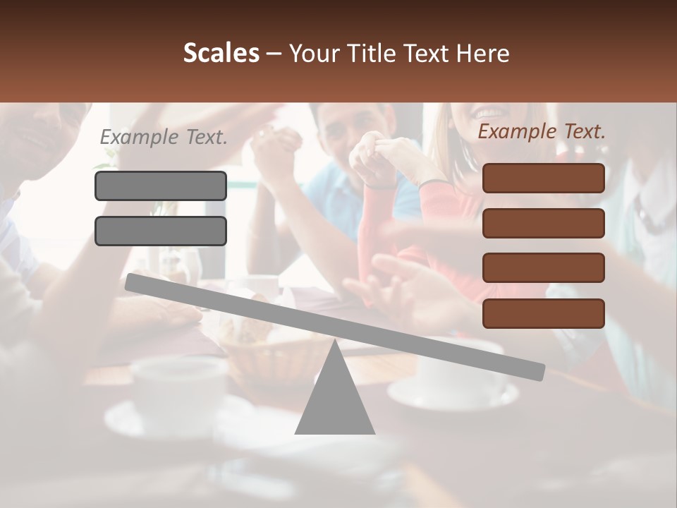 A Group Of People Sitting Around A Wooden Table PowerPoint Template