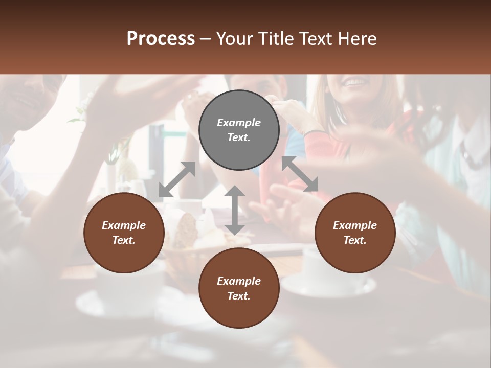 A Group Of People Sitting Around A Wooden Table PowerPoint Template