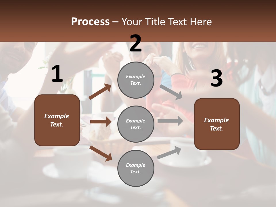 A Group Of People Sitting Around A Wooden Table PowerPoint Template