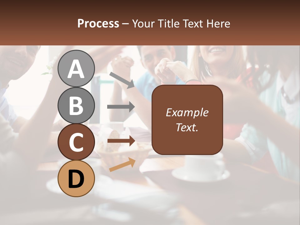 A Group Of People Sitting Around A Wooden Table PowerPoint Template