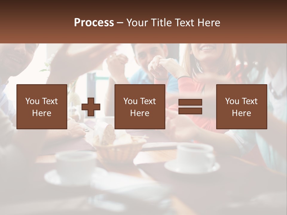A Group Of People Sitting Around A Wooden Table PowerPoint Template