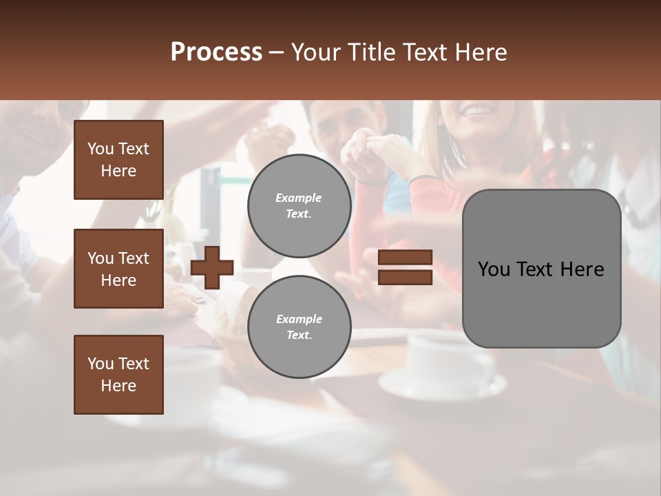 A Group Of People Sitting Around A Wooden Table PowerPoint Template