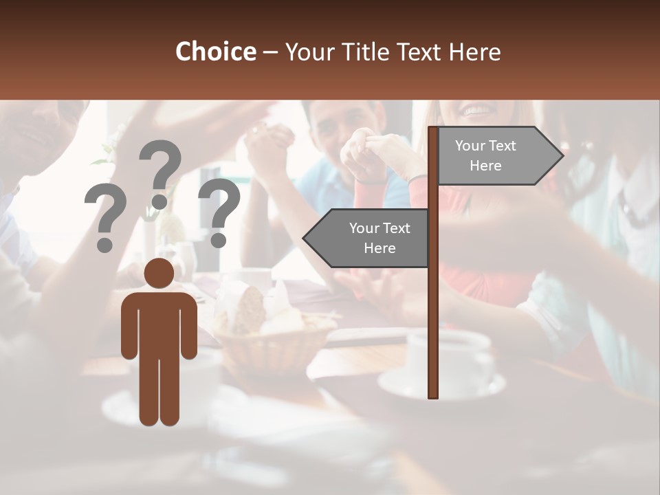 A Group Of People Sitting Around A Wooden Table PowerPoint Template