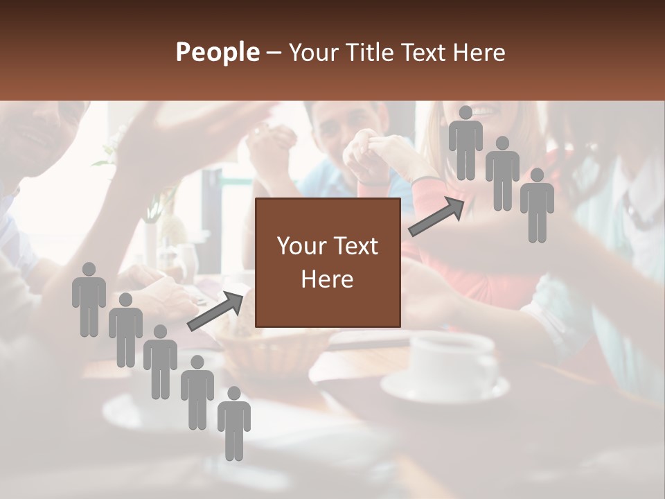 A Group Of People Sitting Around A Wooden Table PowerPoint Template