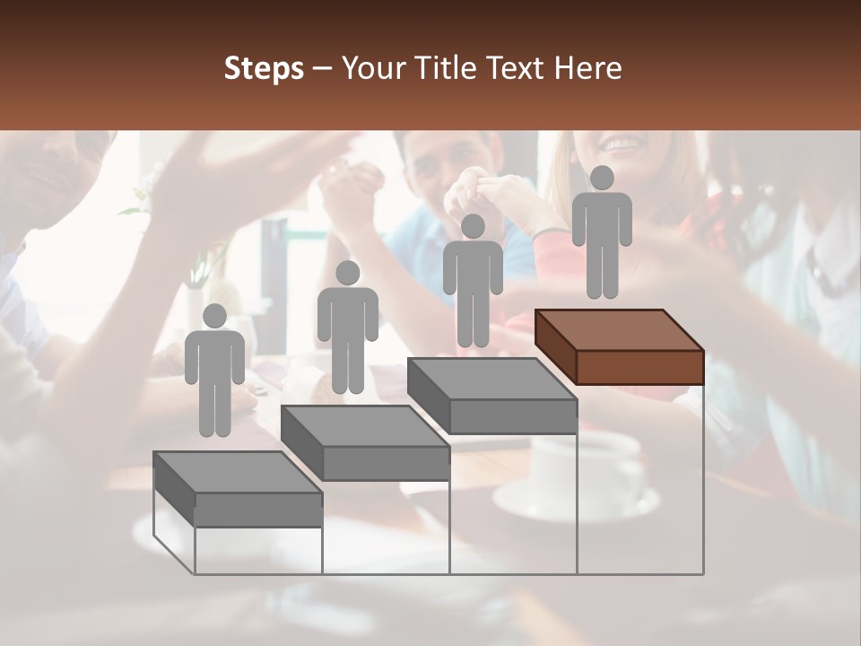 A Group Of People Sitting Around A Wooden Table PowerPoint Template