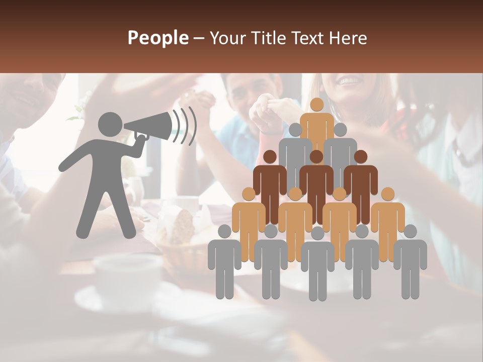 A Group Of People Sitting Around A Wooden Table PowerPoint Template