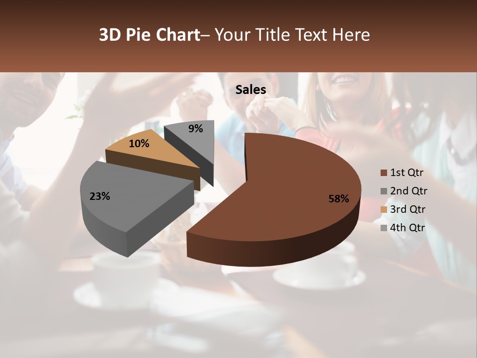 A Group Of People Sitting Around A Wooden Table PowerPoint Template