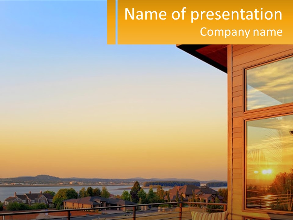 A View Of A Sunset From A Balcony Of A House PowerPoint Template