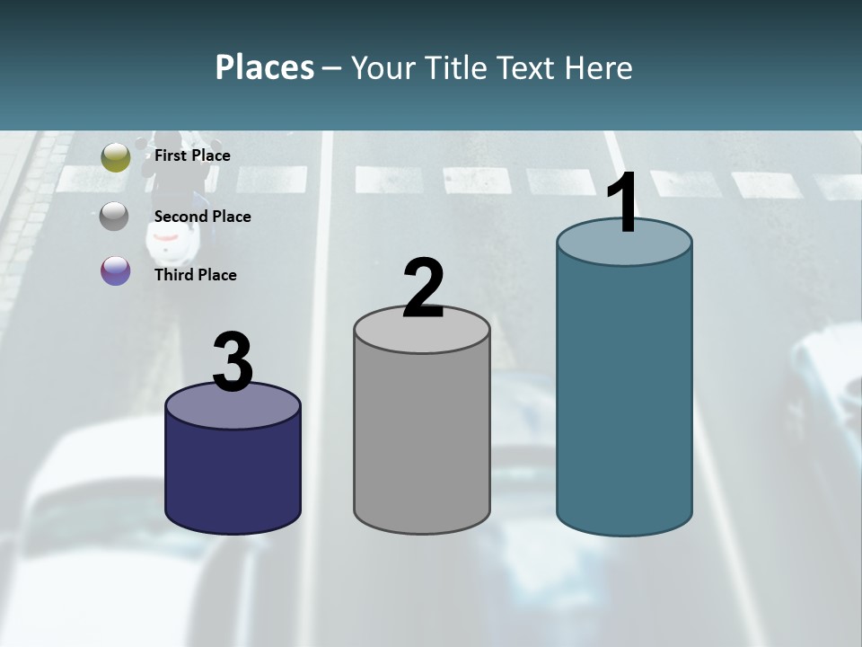 A Motorcyclist Riding Down The Road In Traffic PowerPoint Template