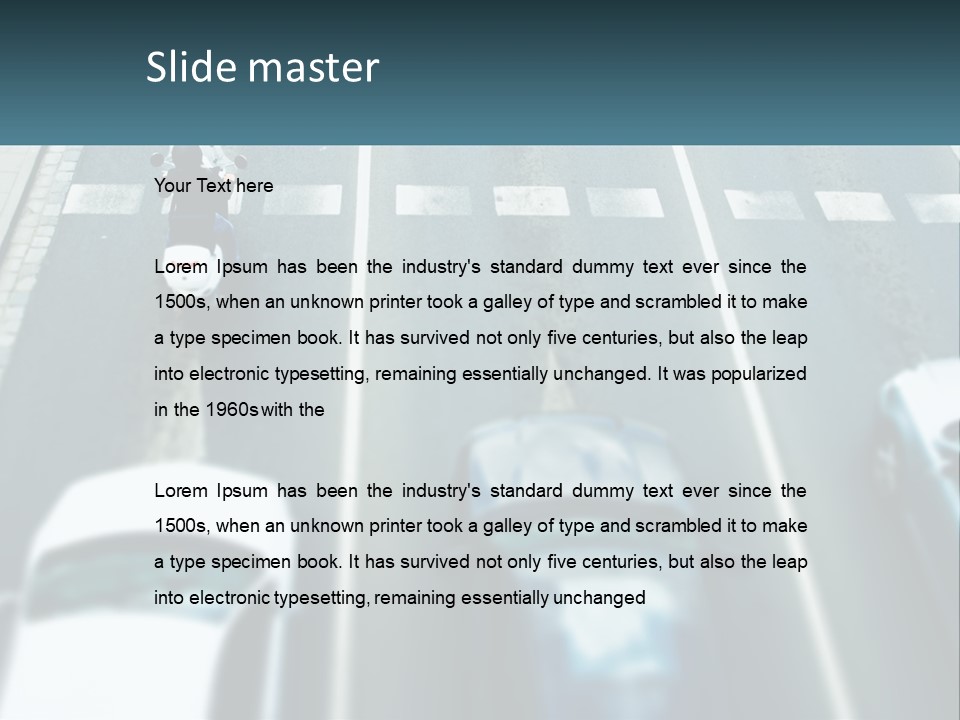 A Motorcyclist Riding Down The Road In Traffic PowerPoint Template