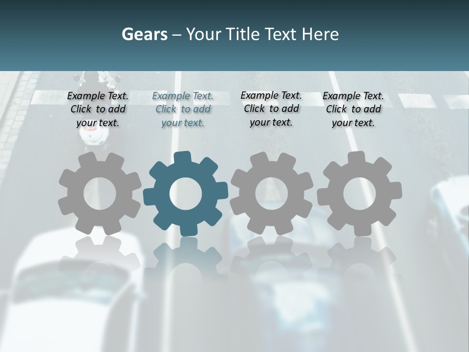 A Motorcyclist Riding Down The Road In Traffic PowerPoint Template