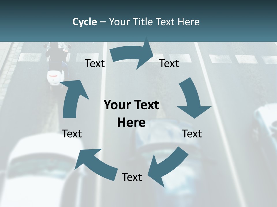 A Motorcyclist Riding Down The Road In Traffic PowerPoint Template