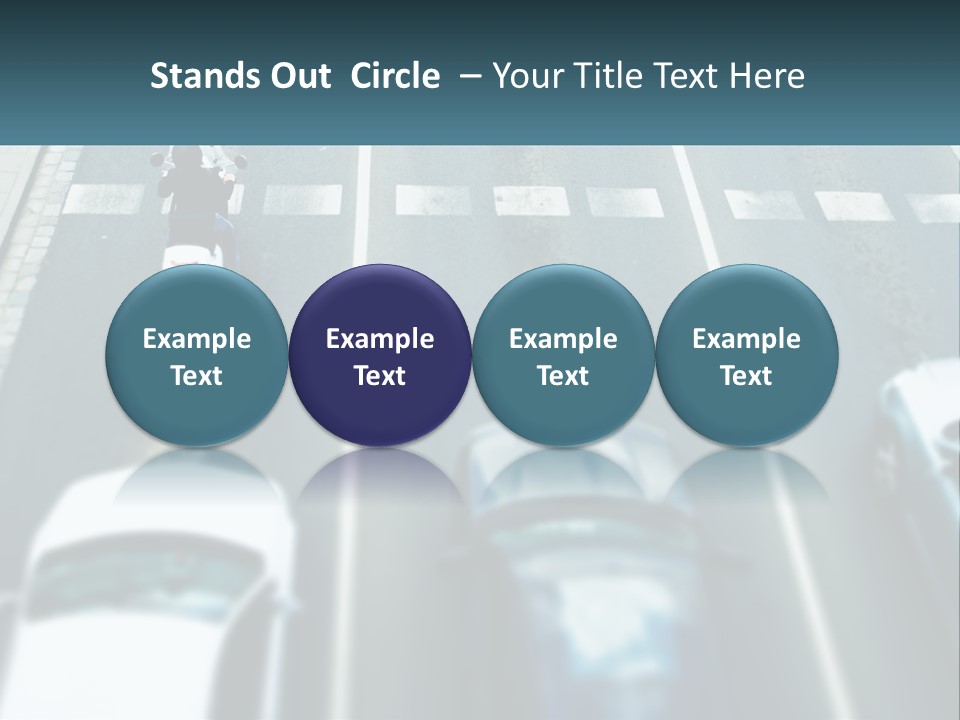 A Motorcyclist Riding Down The Road In Traffic PowerPoint Template