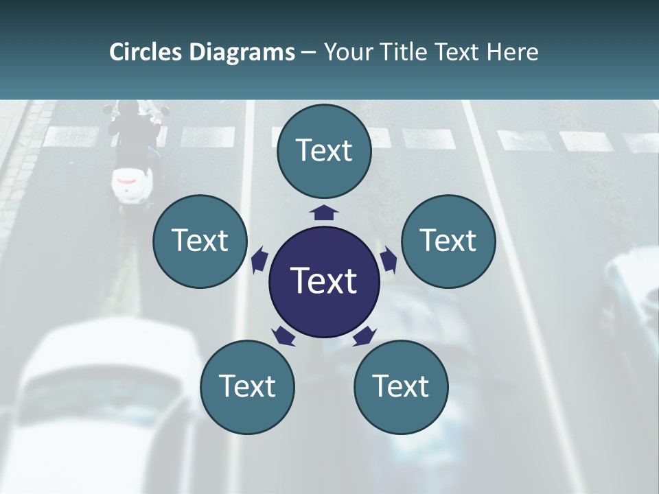 A Motorcyclist Riding Down The Road In Traffic PowerPoint Template