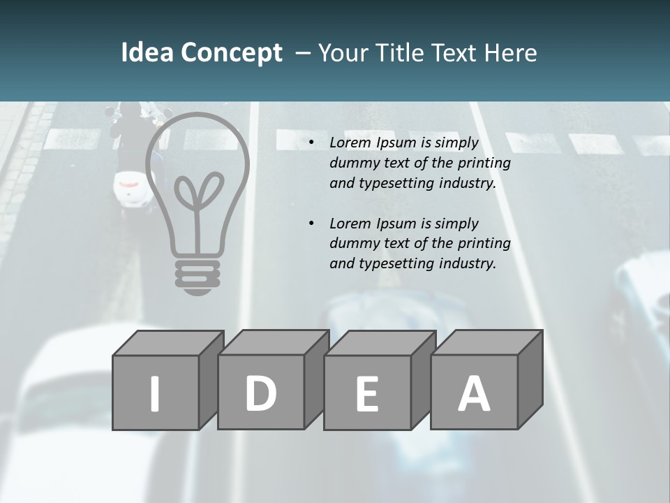 A Motorcyclist Riding Down The Road In Traffic PowerPoint Template