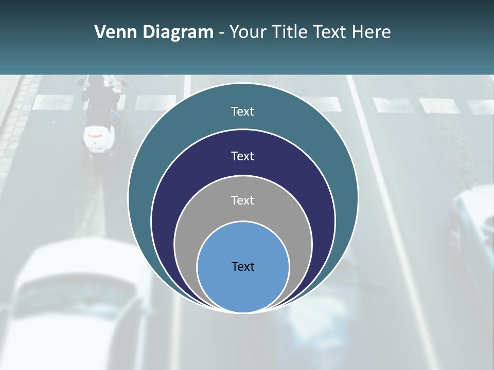 A Motorcyclist Riding Down The Road In Traffic PowerPoint Template