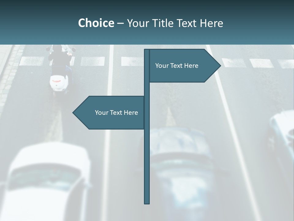 A Motorcyclist Riding Down The Road In Traffic PowerPoint Template