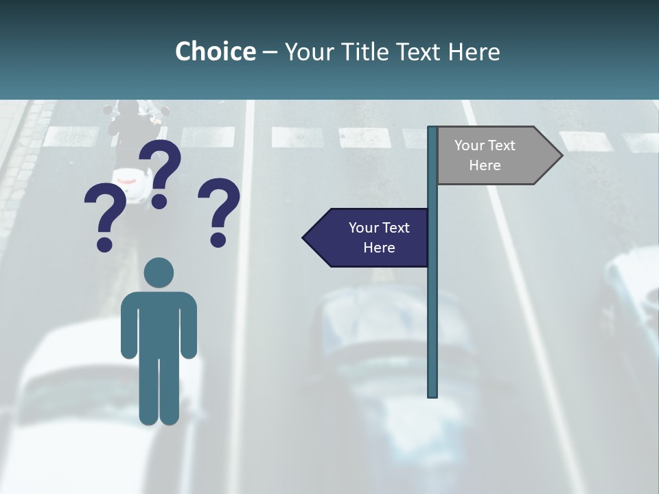 A Motorcyclist Riding Down The Road In Traffic PowerPoint Template