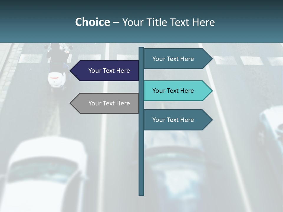 A Motorcyclist Riding Down The Road In Traffic PowerPoint Template