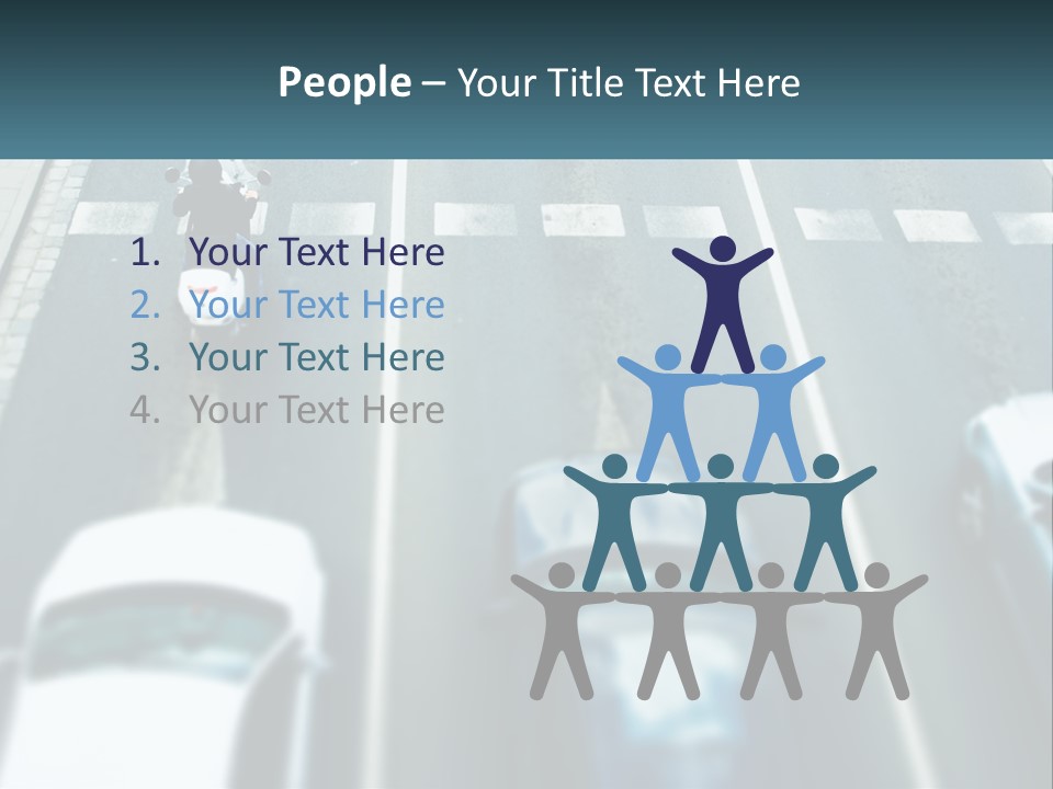 A Motorcyclist Riding Down The Road In Traffic PowerPoint Template