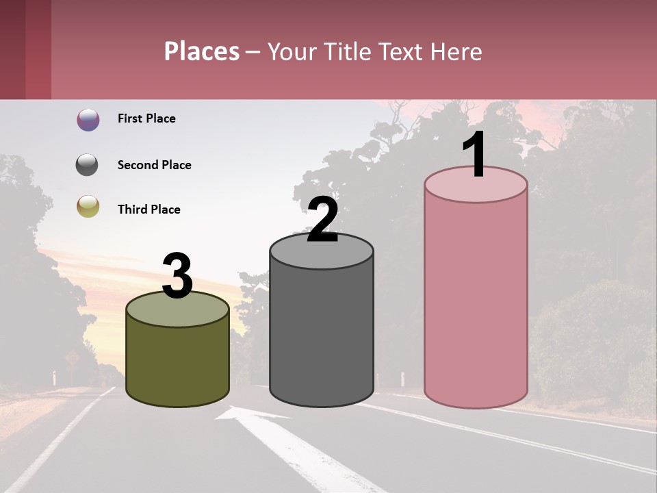 A Picture Of A Road With Trees And Sky In The Background PowerPoint Template